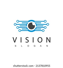 Eye Logo, Circle Eye With Circuit Of Technology Illustration Template