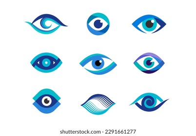 Eye logo collection. Optics, vision, eye health concept design