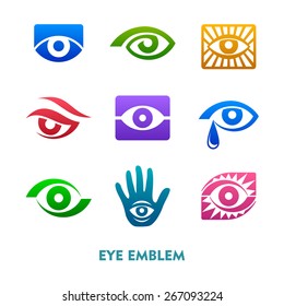 Eye logo collection template, Abstract geometric business icon set, Vector illustration Eps 10