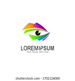 Eye logo, Colorful media icon. Vision Logotype concept idea. Eye Logo design vector template