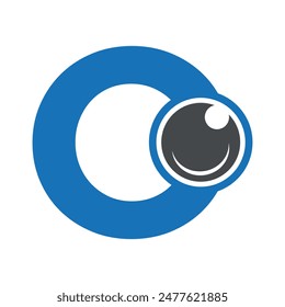 Eye Logo combine with letter O vector template