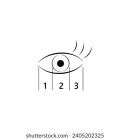 Augenlogokontur mit Zone. Einfache Illustration für Beauty-Meister, Lashmaker, Hobby, Medizin.