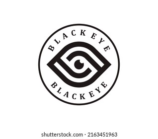 eye logo design with badge emblem vector template