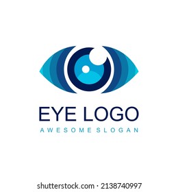 Eye logo design. Colorful eye sign for optical, glasses shop, oculist, ophthalmology. Beautiful design label, symbol and emblem isolated on white background. Vector illustration