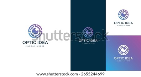 Eye logo design, cyber symbol. lens aperture positions. Retina scan eye icons collection, Simple, silhouette, vector template