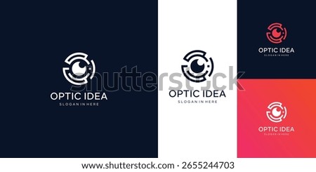 Eye logo design, cyber symbol. lens aperture positions. Retina scan eye icons collection, Simple, silhouette, vector template