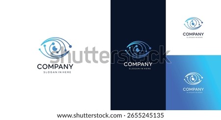 Eye logo design, cyber symbol. lens aperture positions. Retina scan eye icons collection, Simple, silhouette, vector template