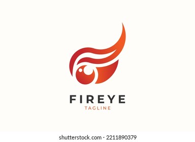 Eye logo design, eye with fire combination, usable for, brand and company logos, vector illustration