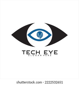 Eye logo design. Illustration of eye with cell symbol.