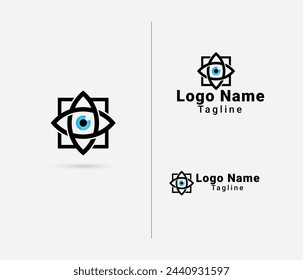 Eye logo design with a rectangle shape. Vision care logo. Doctor. Human eye vector art. Icon. Black color. Premium. Lens. Eye vector art.