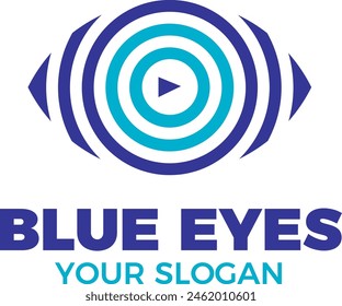 Eye logo design template. Blue eye icon. Vision Logo Concept. eye vision logo.