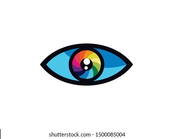 Eye Logo design vector template. Colorful media icon. Perfect for the photography, multimedia, and film industry logos