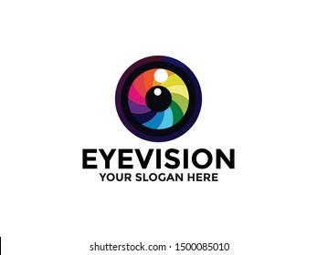 Eye Logo design vector template. Colorful media icon. Perfect for the photography, multimedia, and film industry logos