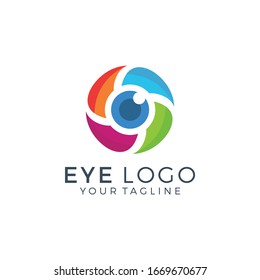 Eye Logo design vector template. Colorful media icon. Vision Logotype concept idea.