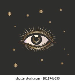 Eye Logo design vector template. Colorful media icon. Creative Vision Logotype concept. Golden Eye Logo for your company.