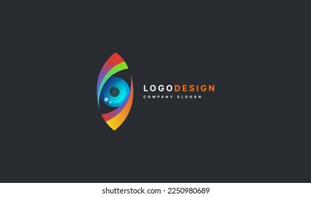 Eye Logo design vector template. Colorful media icon. Vision Logotype concept idea.