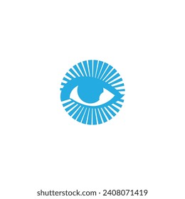 Eye Logo design vector template. Colorful media icon. Vision Logotype concept idea. Eye, Sun and Moon abstract logo set, branding design template, trendy line art minimal style. Vector illustration. 