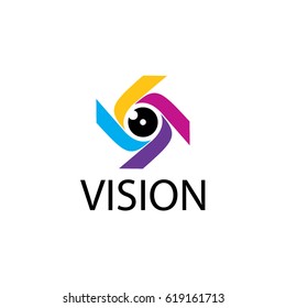 Eye Logo design vector template. Colorful media icon.
Vision Logotype concept idea.