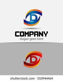 Eye logo element with letter D icons
