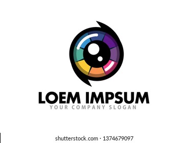eye logo flat colorful vector
