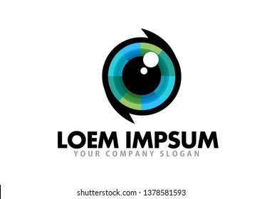 eye logo or icon flat colorful vector