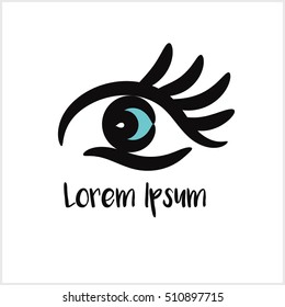 Eye logo icon with sample text company business symbol vector logotype 