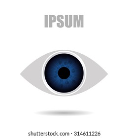 Eye logo icon with shadow on transparent background