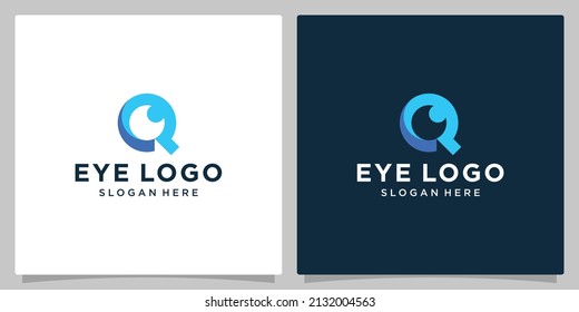 eye logo with initial letter Q. eye care logo vector icon design illustration. Premium vector