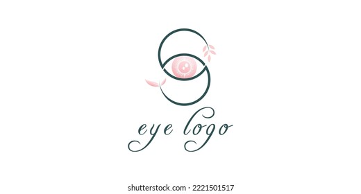 Eye logo with leaf concept design illustration