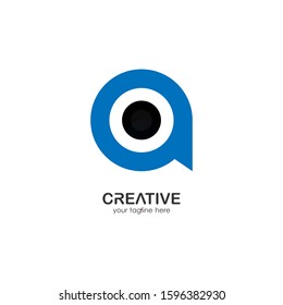 eye logo letter a. design a combination of letters a and eyes into a symbol that is unique and simple. band for companies and graphic design needs. moderns template. black blue texture. isolated white