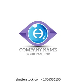 Eye Logo With Letter H Initial Logo Template