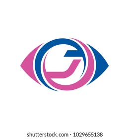 Eye Logo With Letter J Initial Logo Template
