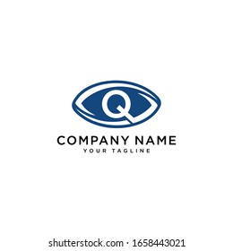 Logotipo ocular con plantilla de logotipo inicial de letra Q