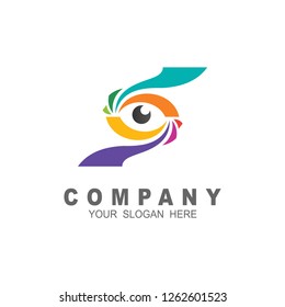 Eye logo with letter s, letter s design vector