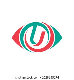 Eye Logo With Letter U Initial Logo Template