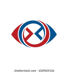 Eye Logo With Letter X Initial Logo Template