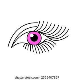 Eye logo in linear style for optometric clinic or beauty salon for eyelash extensions. flat vector illustration on white background