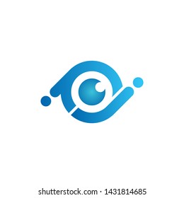 Eye Logo With P and J letters with abstract shapes, logos - vectors - templates.