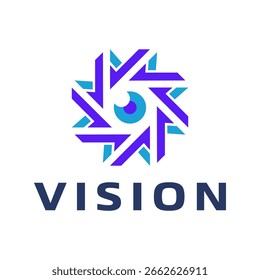 logotipo de olho com forma redonda em estilo moderno