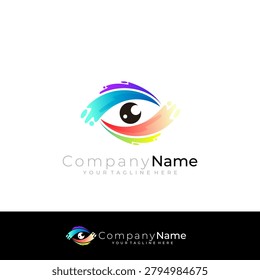 eye logo with a sharp, colorful gaze, digital logo template