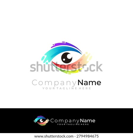 eye logo with a sharp, colorful gaze, digital logo template
