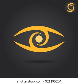 Eye logo sign, 2d vector on dark background, eps 10