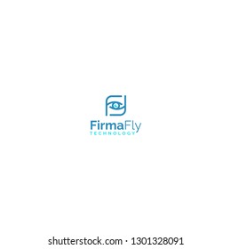 Eye logo for IT or Software or drone business with F letter merged together