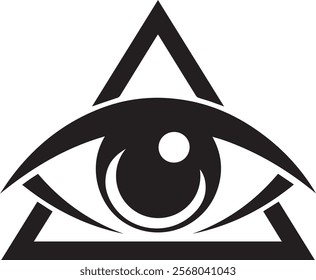 Eye logo with triangle vector silhouette illustration