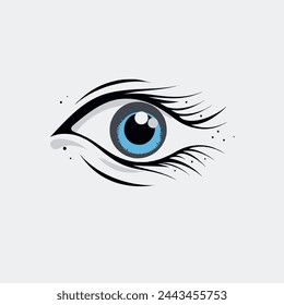Eye Logo Vector Art in Plain Background Vision, Sight, Optometry, Symbol, Icon.