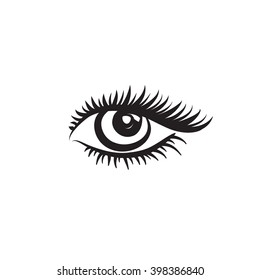 Eye logo. Vector eye design in minimalistic graphic style. Label with eye. Beautiful eye. Cute eye.