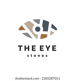 eye logo vector icon illustration with brick combination