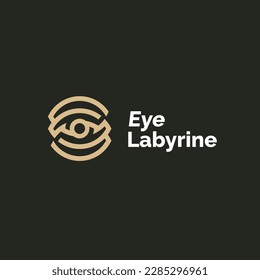 ilustración de icono del vector del logotipo ocular con laberinto