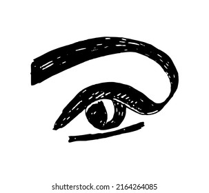 eye logo vector isolate. eyebrow tattoo - beauty salon icon. sight, sight. eyelash extension - sketch, hand drawing