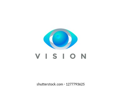 Eye Logo Vision 3D design vector template. Security Video Photo Optic Lens Spy Virtual Camera Logotype concept icon.